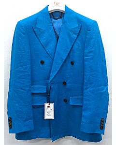Cigar Couture Signature Linen Double Breasted Sport Coat J-5927 Teal