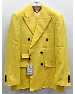 Cigar Couture Signature Linen Double Breasted Sport Coat J-5927 Yellow