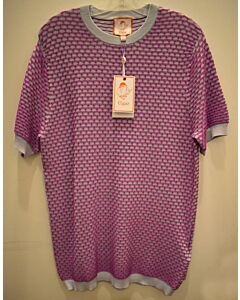 Cigar Couture Signature Men's Crew Neck Knit Short Sleeve Sport Shirt CR-1446 Fuschia