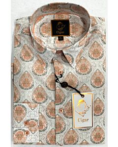  Cigar Couture Signature Men's Medallion Print Long Sleeve Sport Shirt S-4611 Yam