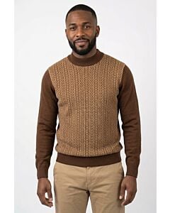 Cigar Couture Signature Vertical Lattice Mock Neck Sweater MC-641 Mocha