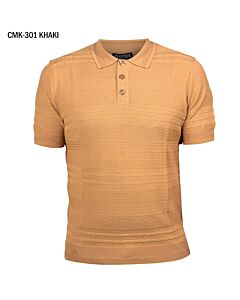 Prestige Original Men's Textured Knit Short Sleeve Shirt CMK-301 Kahki