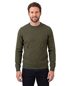 Cigar Couture Signature Basketweave Crew Neck Sweater CR-620 Olive