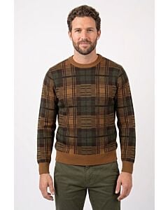 Cigar Couture Signature Window Plaid Crew Neck Sweater CR-621 Copper