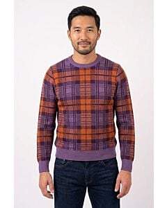Cigar Couture Signature Window Plaid Crew Neck Sweater CR-621 Lavender