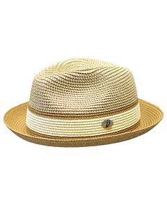 Bently Hats DA Dante Natural Braid Fedora  Ivory/Cognac