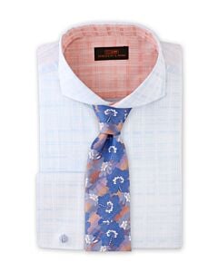 Steven Land Blue Woven Check French Cuff Dress Shirt DA1902