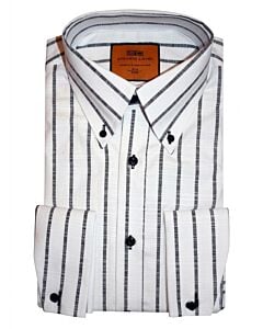Steven Land Black Striped French Cuff Dress Shirt DM310F