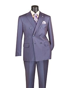 Vinci Executive Dusty Purple Sharkskin Double Breasted Suit DRK-5