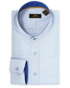 Steven Land Blue Banded Collar Textured Stretch Dress Shirt DS2118