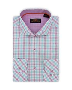 Steven Land Mixed Berry Poplin Check Dress Shirt DS2131