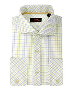 Steven Land Yellow Check French Cuff Dress Shirt Arlo DS2327