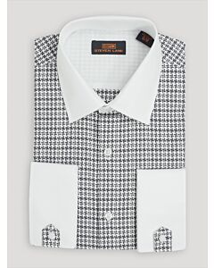 Steven Land Black Houndstooth French Cuff Dress Shirt Rees DS2422