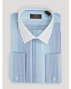 Steven Land Blue Striped French Cuff Dress Shirt Geoffery DS2425