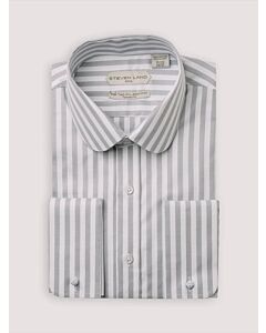 Steven Land Elite Non Iron Silver Stripe French Cuff Dress Shirt Primo DSW2513F