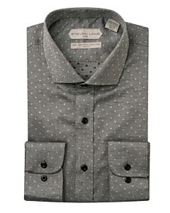 Steven Land Elite Non Iron Black Tonal Dot Slim Fit Dress Shirt Massimo DSW2515B