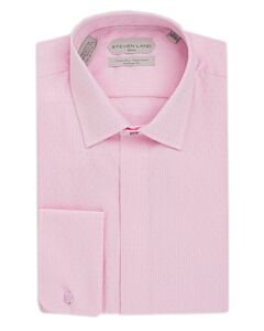 Steven Land Elite Non Iron Pink Dobby French Cuff Dress Shirt Finley DSW315