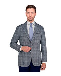 Enzo Tovare Men's Modern Fit Blue Plaid Sport Coat E96005-1