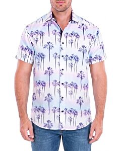 Foreversobe Men's Tropical Print Short Sleeve Sport Shirt 212069 Blue