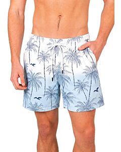 Foreversobe Men's Palm Tree Print Swim Shorts 253107 White