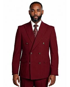 Vitali Burgundy Double Breasted Modern Fit Suit G9007