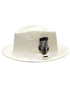 Bruno Capelo Hats GA Geneva Natural Straw Fedora White