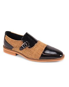 Giovanni Avon Cap Toe Buckle Men's Dress Shoe  BLKTAN
