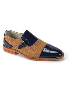 Giovanni Avon Cap Toe Buckle Men's Dress Shoe  Cobalt/Tan