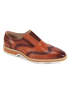 Giovanni Tyron Wingtip Slip-On Men's Dress Shoe  Tan