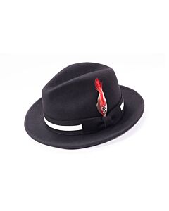 Montique Hats H-100 Pinch Front Wool Felt Fedora Black