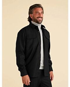 Inserch Men's Double Pocket Long Sleeve Shirt SE004 Black
