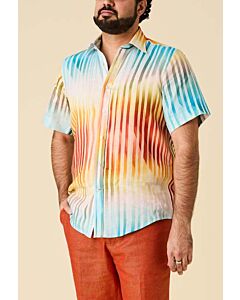 Inserch Men's Linen Ombre Print Short Sleeve Shirt SS7920 Multi