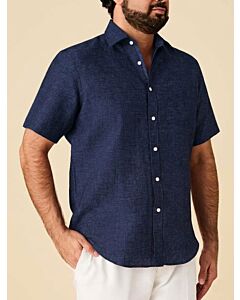 Inserch Men's Linen Short Sleeve Shirt SS717 Ink