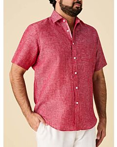 Inserch Men's Linen Short Sleeve Shirt SS717 Red