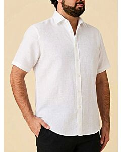 Inserch Men's Linen Short Sleeve Shirt SS717 White