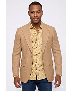 Cigar Couture Signature Men's Textured Weave Sport Coat J-7030 Apricot