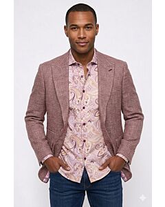 Cigar Couture Signature Men's Plaided Check Sport Coat J-7032 Dark Rose