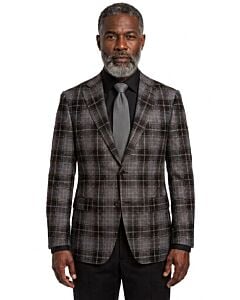 Prontomoda Europa Black Grey Plaid Modern Fit Wool Sport Coat J491712501