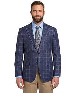Caravelli Slate Blue Windowpane Slim Fit Sport Coat J618012H24