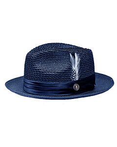 Bruno Capelo Hats JU Julian Natural Braid Fedora Navy