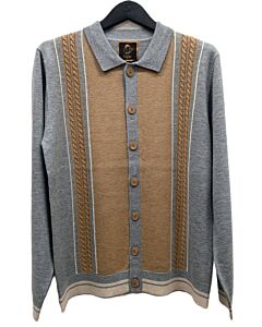  Cigar Couture Signature Men's Knit Long Sleeve Sweater Shirt KS-435 Gray