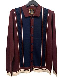  Cigar Couture Signature Men's Knit Long Sleeve Sweater Shirt KS-435 Wine
