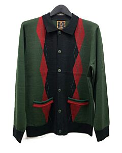  Cigar Couture Signature Men's Argyle Knit Long Sleeve Sweater Shirt KS-537 Forest