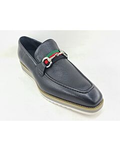 Carrucci Men's Dress Shoe Slip-On Buckle Loafer KS515-07 Black