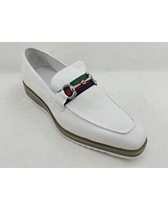 Carrucci Men's Dress Shoe Slip-On Buckle Loafer KS515-07 White