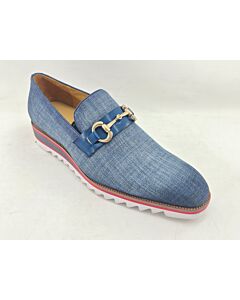 Carrucci Men's Dress Shoe Slip-On Buckle Loafer KS550-03F Blue
