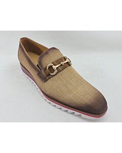Carrucci Men's Dress Shoe Slip-On Buckle Loafer KS550-03F Brown