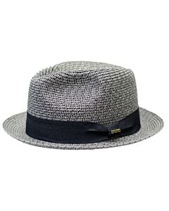 Bruno Capelo Hats LA Laguna Beach Natural Mixed Braid Fedora Black/Silver