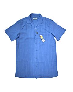 Lavane Men's Textured Solid Short Sleeve Sport Shirt 2522 Blue