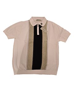 Lavane Men's 1/4 Zip Polo Short Sleeve Knit Sport Shirt 2005 White
